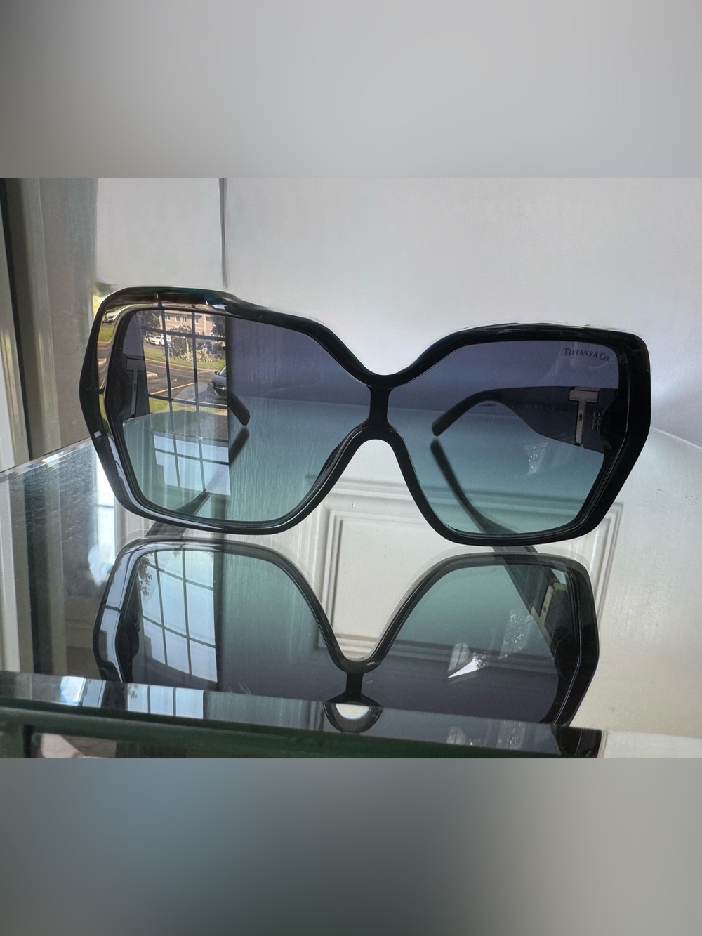 Tiffany & Co. Black Oversized Gradient Square Sunglasses